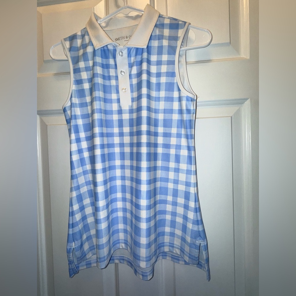 NWOT Smith & Quinn The Kennedy Gingham Check Polo Athletic Golf Top Sleeveless S - Picture 2 of 7
